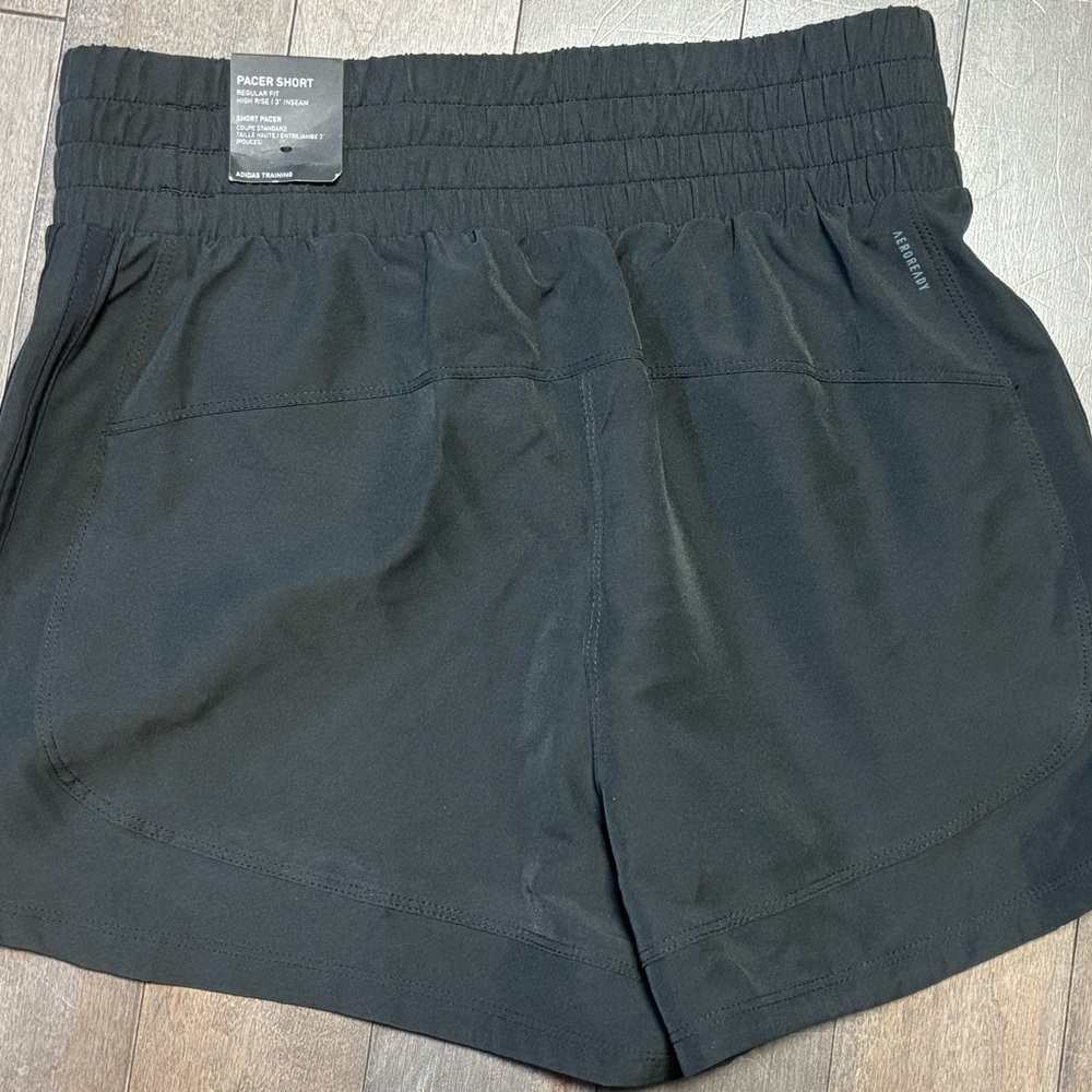 Adidas AeroReady Training Shorts Women's XS Mid Rise Pacer Woven 3 Inch Black - Picture 2 of 6